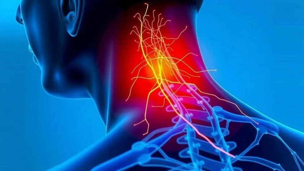 Nerv i kläm i nacken orsakar domningar